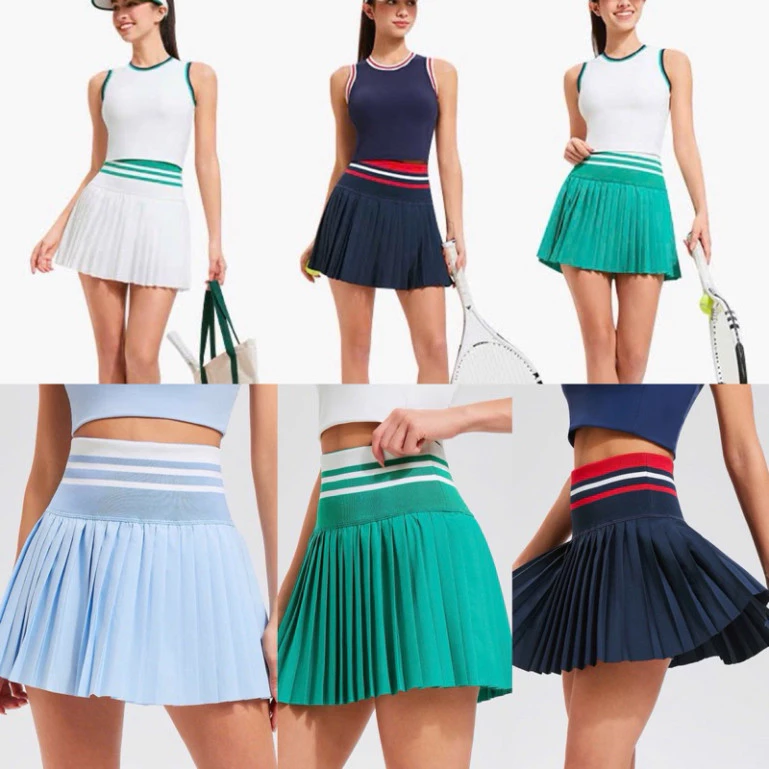 Chân Váy Cạp Kẻ Tennis Tập GYM GOLF,Pickleballs,Váy Xếp Ly Có Túi Quần Bảo Hộ Hàng QCCC