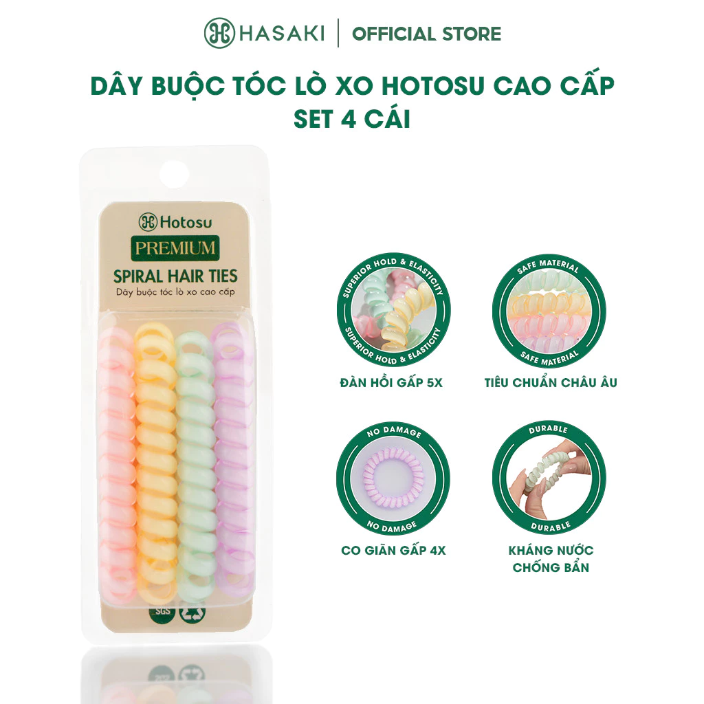 Dây Buộc Tóc Lò Xo Cao Cấp Hotosu (4 cái) Hasaki Sản Phẩm Chính Hãng
