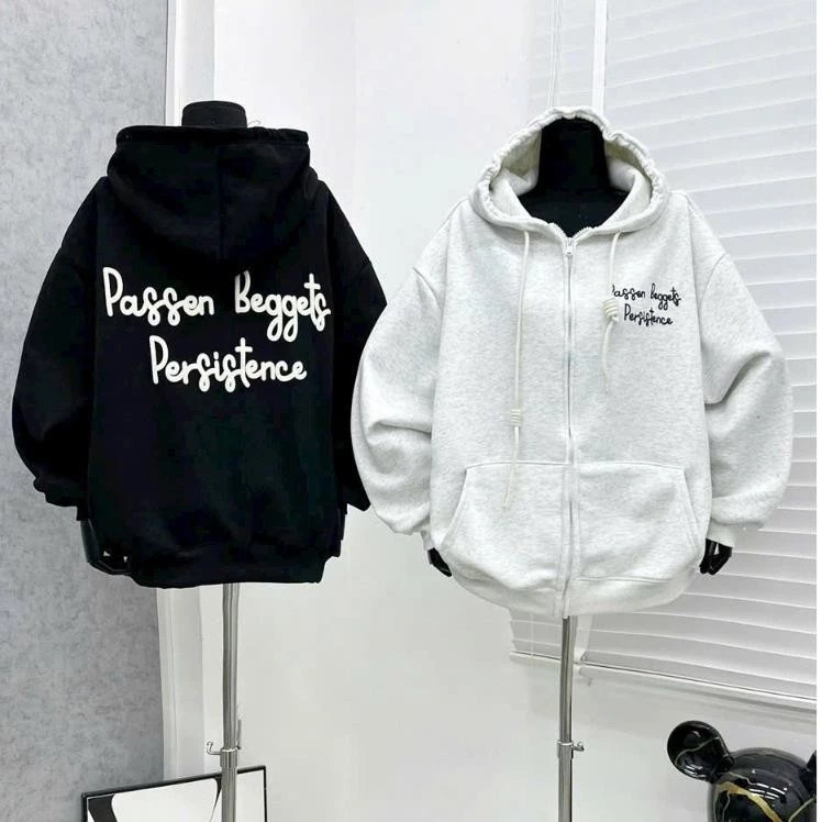 Áo Khoác Nỉ Hoodie Kéo Zip Passen Form Unisex Nam Nữ Chất Nỉ Bông Nón 2 Lớp To Dày Dặn