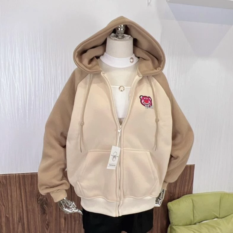 Áo Khoác Hoodie Zip có khóa kéo nỉ bông dày dặn GẤU BEER Có Nón 4 Màu Form Rộng Nam Nữ_F.S.Shop68