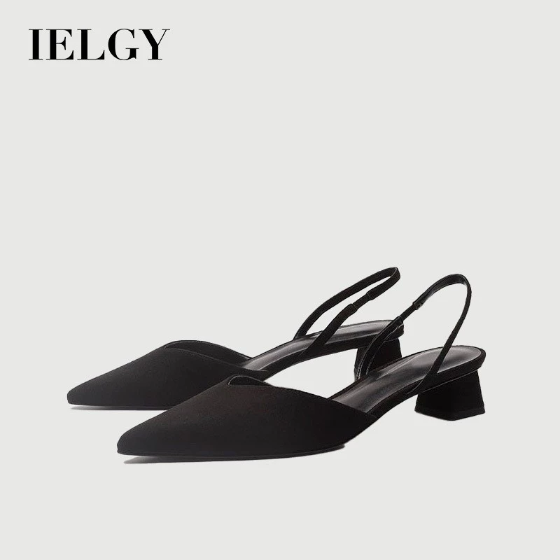 IELGY mặc ngoài cổ tích gió nhọn dép thời trang nửa kéo giày đế bằng nữ