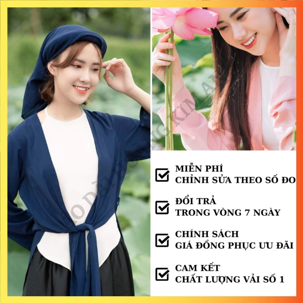 Áo yếm tứ thân chụp sen ảnh nghệ thuật kèm mấn và áo choàng vải lụa mịn mát, áo dài trơn phi bóng, áo dài lụa thêu hoa