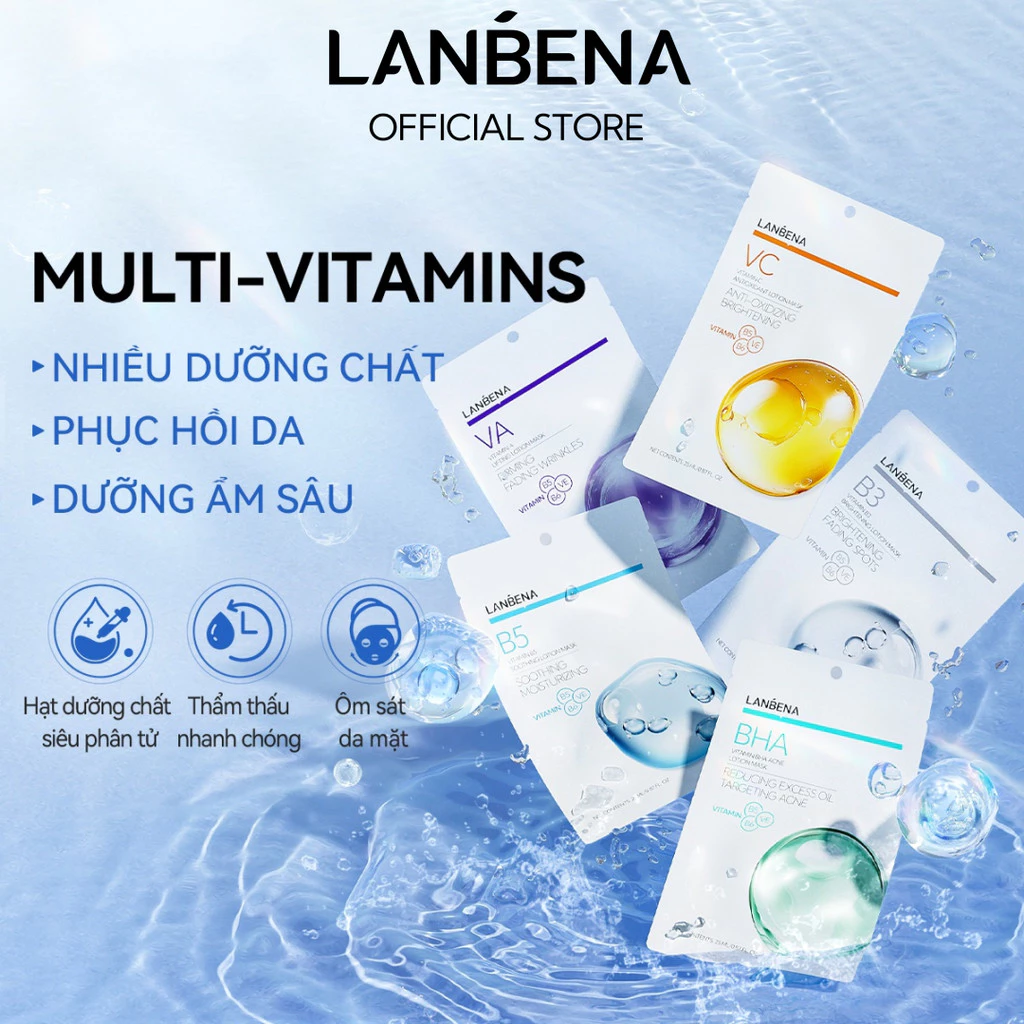 LANBENA Mặt nạ Vitamin C (25ml) -chứa vitamin C dưỡng ẩm trắng da và chống nếp nhăn giảm nhăn, dưỡng ẩm, cấp nước