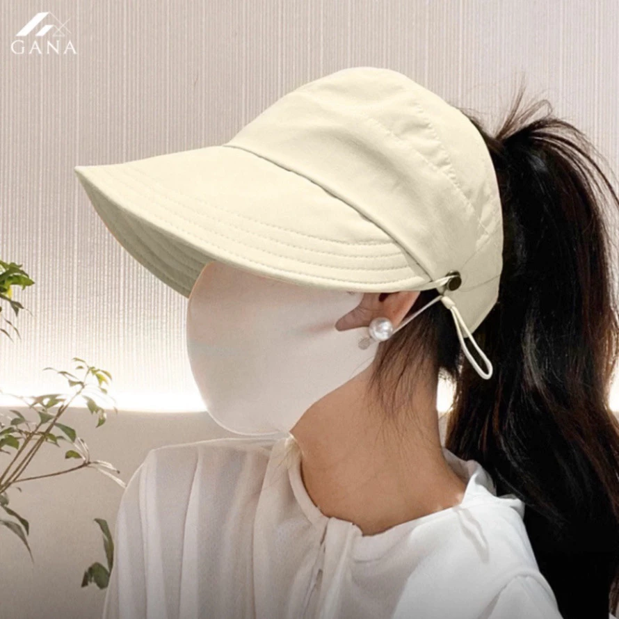 Mũ chống nắng nửa đầu Vành Rộng có móc đeo khẩu trang buộc tóc đuôi ngựa xinh kiểu dáng mới