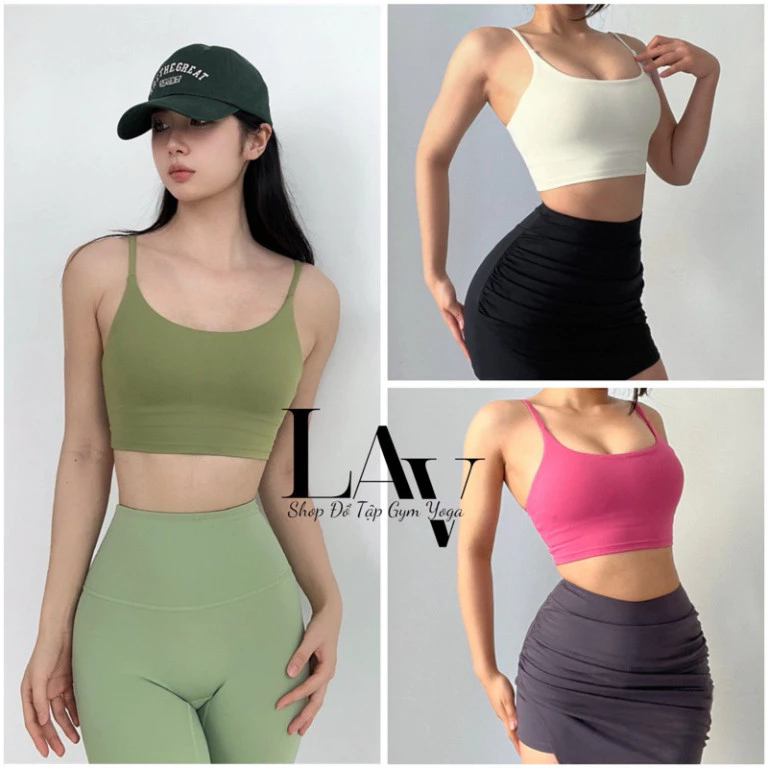 Áo bra tập gym, yoga hai dây nâng ngực có đệm mút chất lulu mềm mịn co giãn TL Activewear