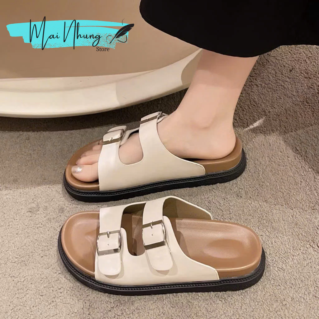 Dép quai ngang nữ, dép 2 quai khoá thời trang đi chơi, dạo phố chất liệu dẻo mềm đúc đi mưa