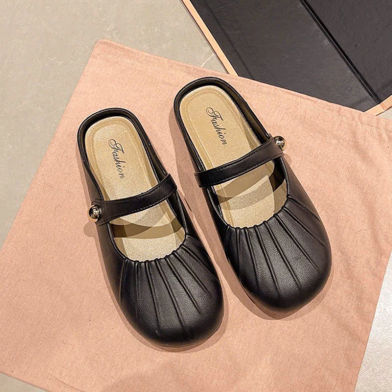 Dép sục nữ mũi tròn da Pu siêu xinh (8893) FOM NHỎ TĂNG 1 SIZE