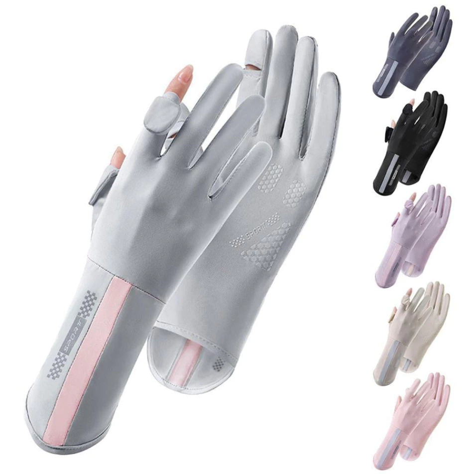 Găng Tay Chống Tia UV SPORT🍒FREESHIP 🍒Găng tay Chống Nắng Hở Ngón Chống Trượt Bao Kín Tay Thoáng Khí Lái Xe Nam Nữ