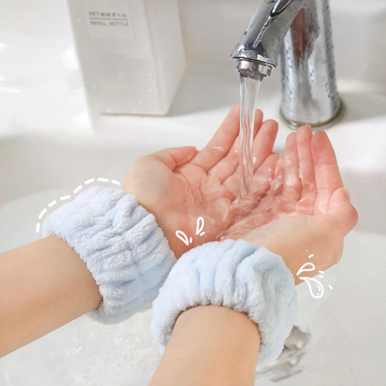 Set 2 Băng đeo cổ tay rửa mặt🍒FREESHIP🍒Vòng đeo tay rửa mặt, chống tràn nước, thấm hút chuyên dụng .