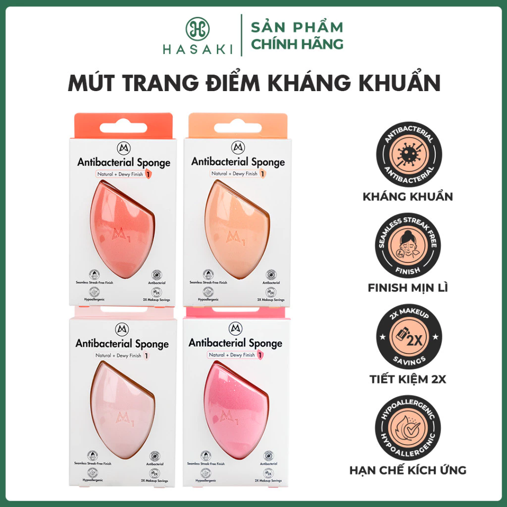 Mút Trang Điểm Mastige Kháng Khuẩn (1 Cái) Antibacterial Sponge Hasaki Sản Phẩm Chính Hãng