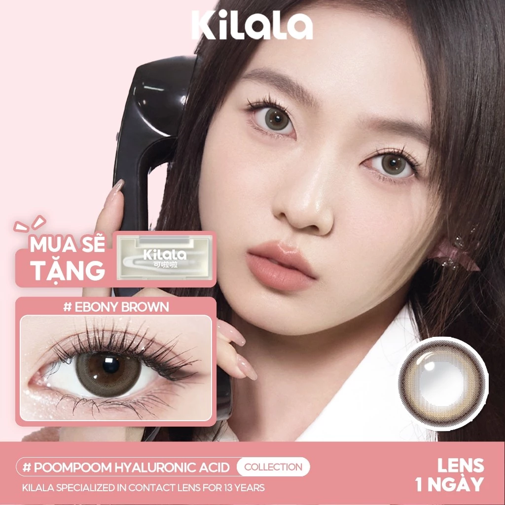 10 chiếc Kính áp tròng Kilala lens 1 ngày màu nâu Ebony Brown DIA 14.2mm có độ (0-8)