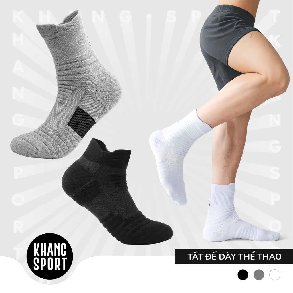 Vớ Thể Thao Dày Dặn Chuyên Dụng Dành Cho Nam Chạy Bộ - Bóng Rổ - Bóng Đá - Đi Xe Đạp - Vo-ChayBo