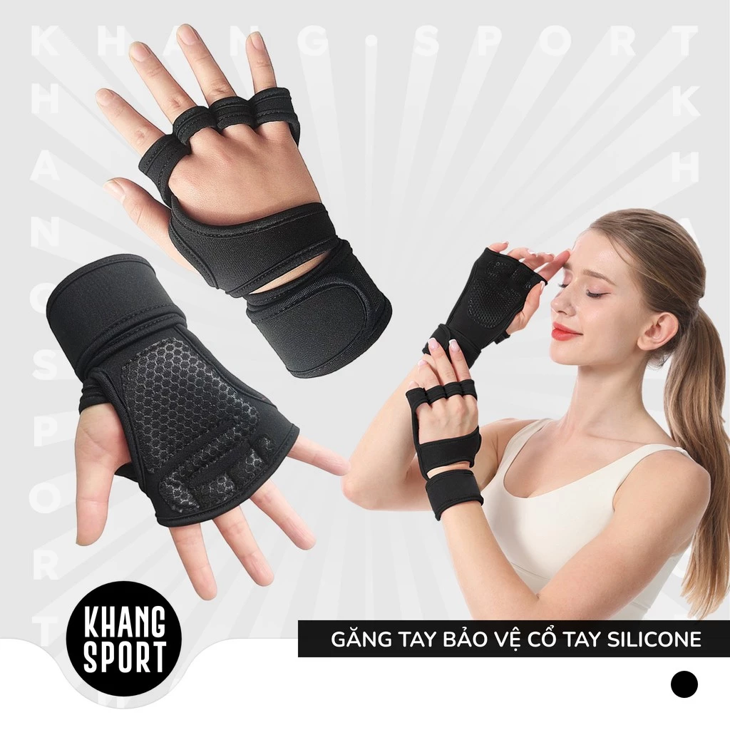 [1 Đôi] Găng Tay Tập Gym Kết Hợp Bảo Vệ Cổ Tay Chất Liệu Silicon Thời Trang - GT-SKDK