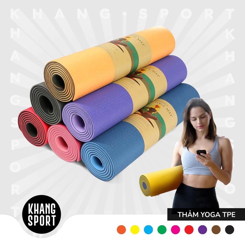 Thảm Tập Yoga - Thảm Tập Gym TPE Siêu Bền 6mm Hàng Cao Cấp - ThamTPE