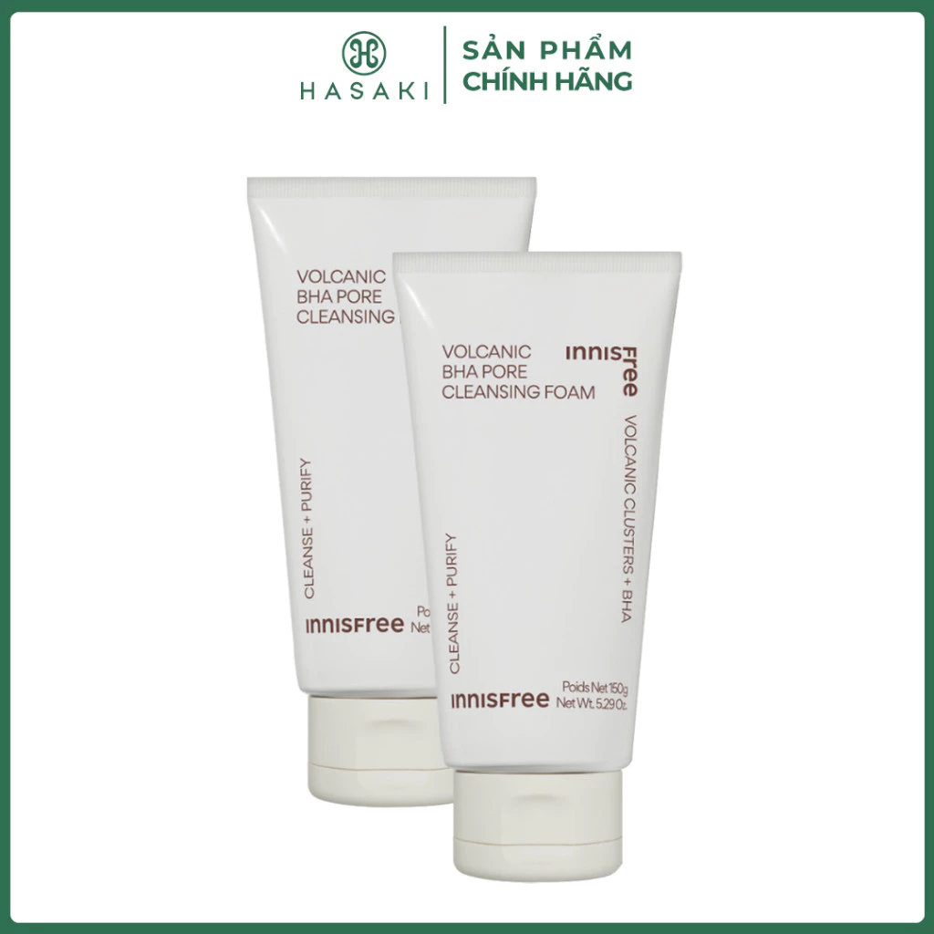 Sữa Rửa Mặt innisfree Kiểm Soát Nhờn Tro Núi Lửa & BHA 150g (Mới) Volcanic Pore BHA Cleansing Foam Hasaki