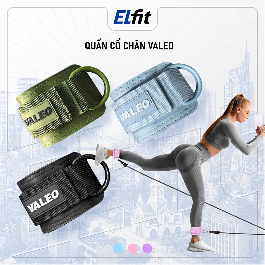 [1 Chiếc] Quấn Cổ Chân Tập Gym Valeo Chất Liệu Da Đệm, Tập Chân Mông Với Cáp, Phụ Kiện Tập Gym Valeo - QCC-Valeo