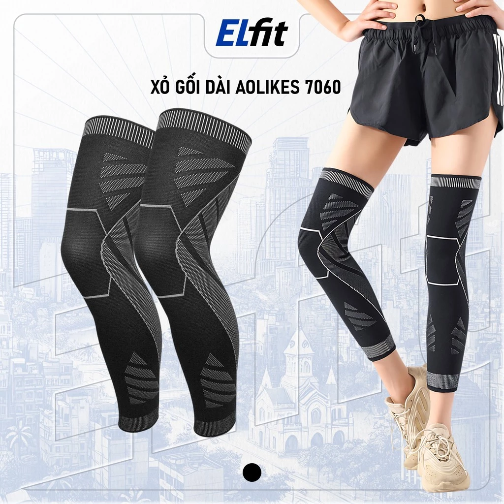 Đai Bó Gối Dài Aolikes A-7060 - Chân Chống Nặng, Bảo Vệ Gối, Giảm Chấn Thương Thể Thao Chính Hãng - AL7060