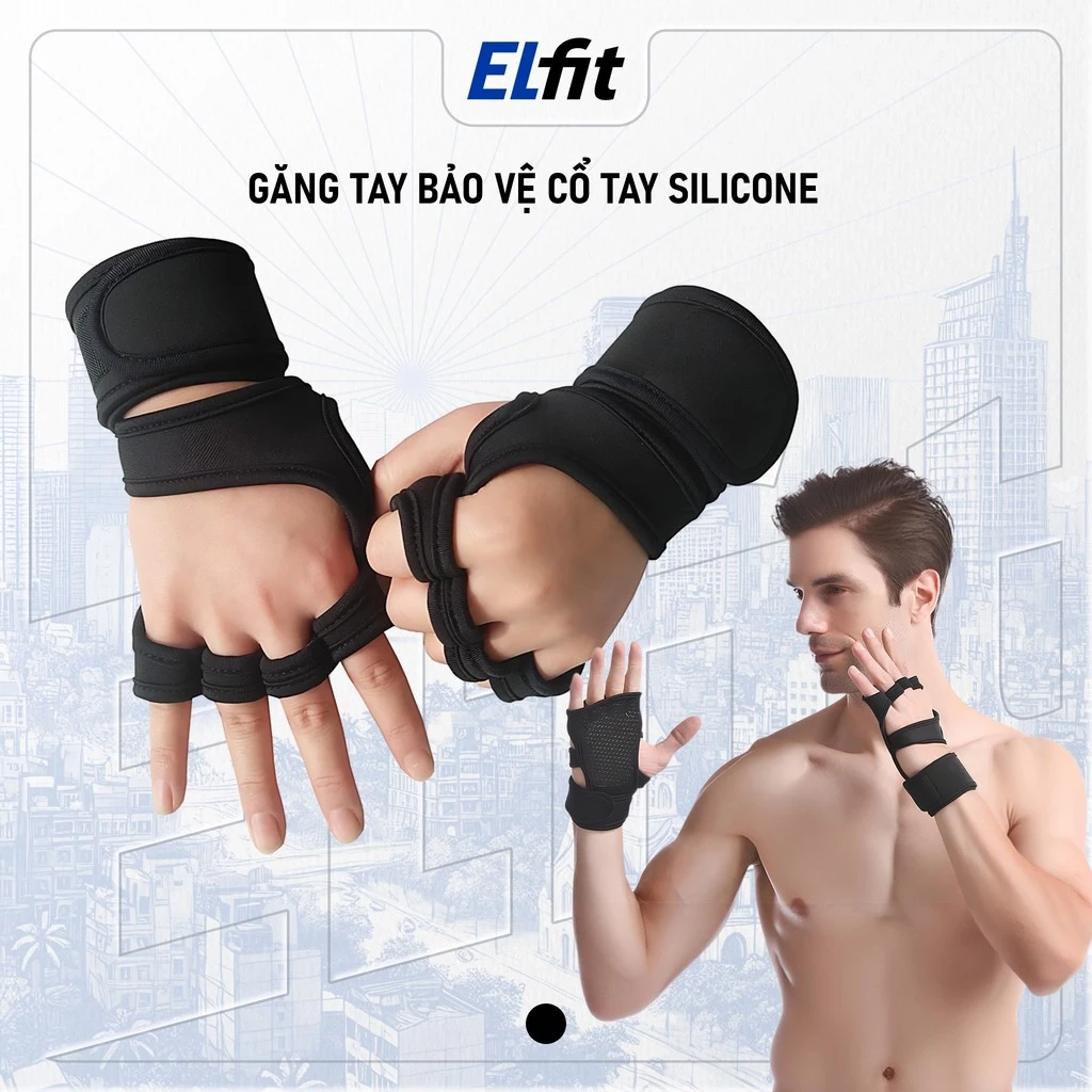 [1 Đôi] Găng Tay Tập Gym Kết Hợp Bảo Vệ Cổ Tay Chất Liệu Silicon Thời Trang Nam Nữ - GT-SKDK
