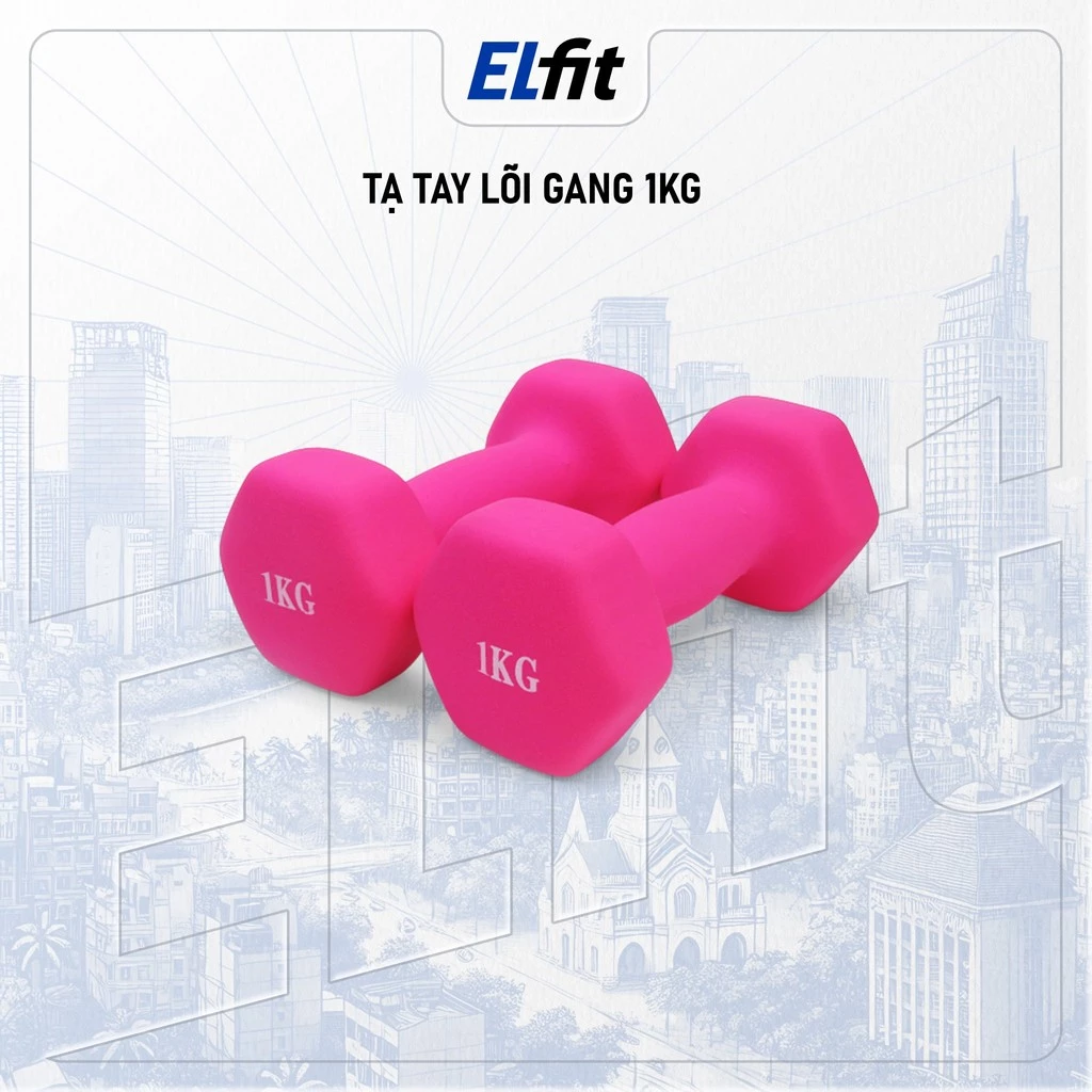 [1 Cái] Tạ Tay Nữ Lõi Gang Đặc Bọc Cao Su Tập Gym Giúp Săn Chắc Cơ Chống Trơn Trượt Xước Vỡ Sàn 1kg - TaTay-1kg