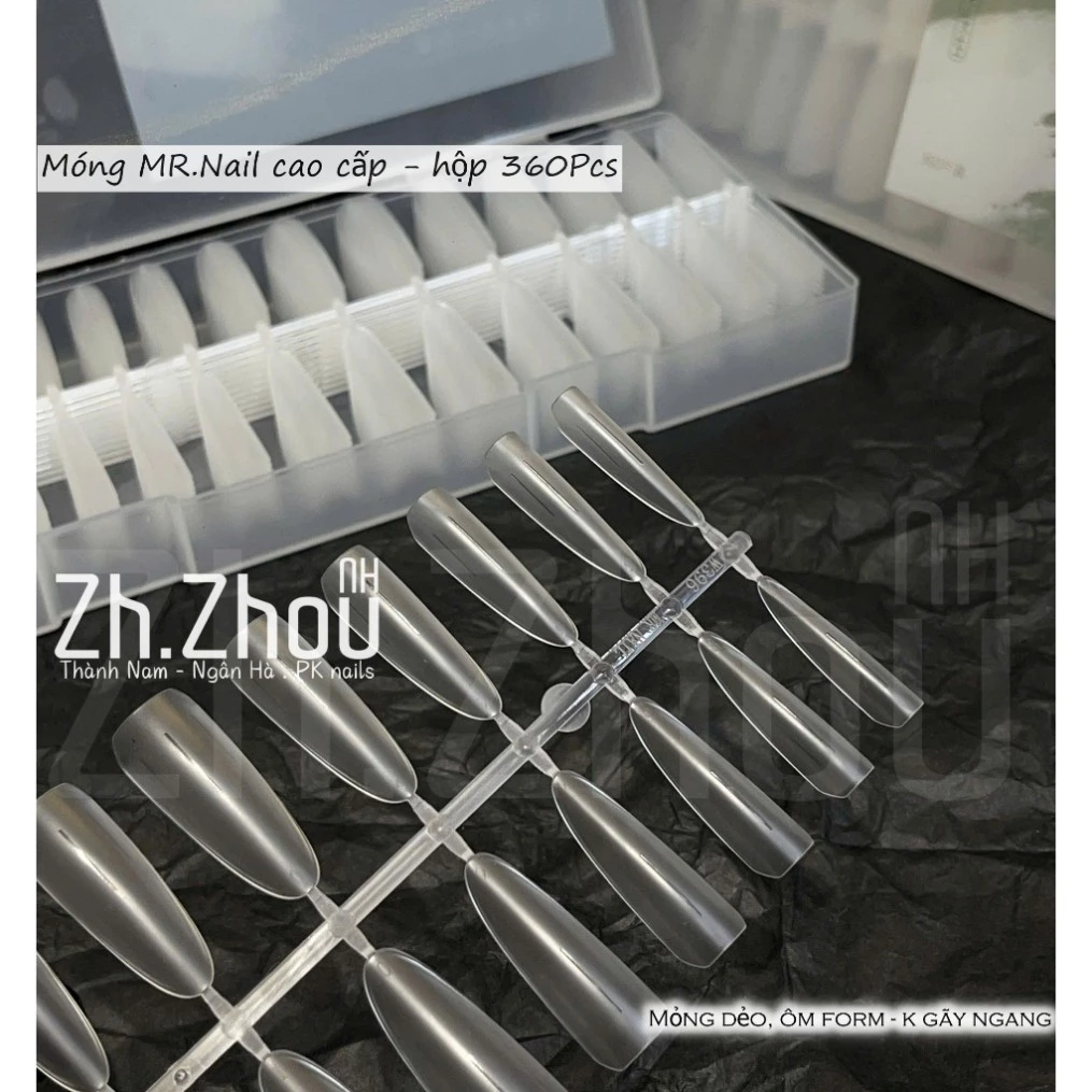 Móng úp mr nail chính hãng, móng úp thang mr nail, móng úp form hạt gạo mr nail, móng hạt gạo dài mr nail chính hãng