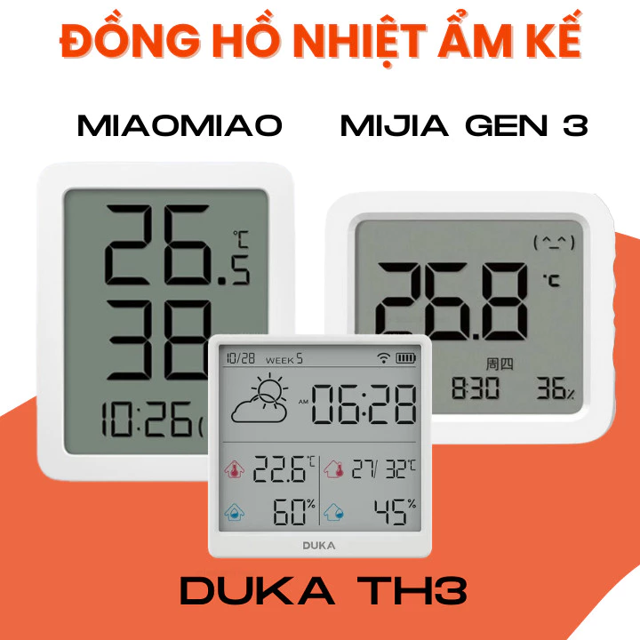 [BIG] Đồng hồ nhiệt ẩm kế Xiao Duka TH3 - Nhiệt ẩm kế Xiao Mijia gen 3 MJWSD05MMC - Duka TH1