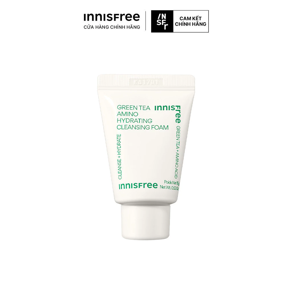 (Quà tặng không bán) Sữa rửa mặt dưỡng ẩm da innisfree Green Tea Amino Cleansing Foam 15g
