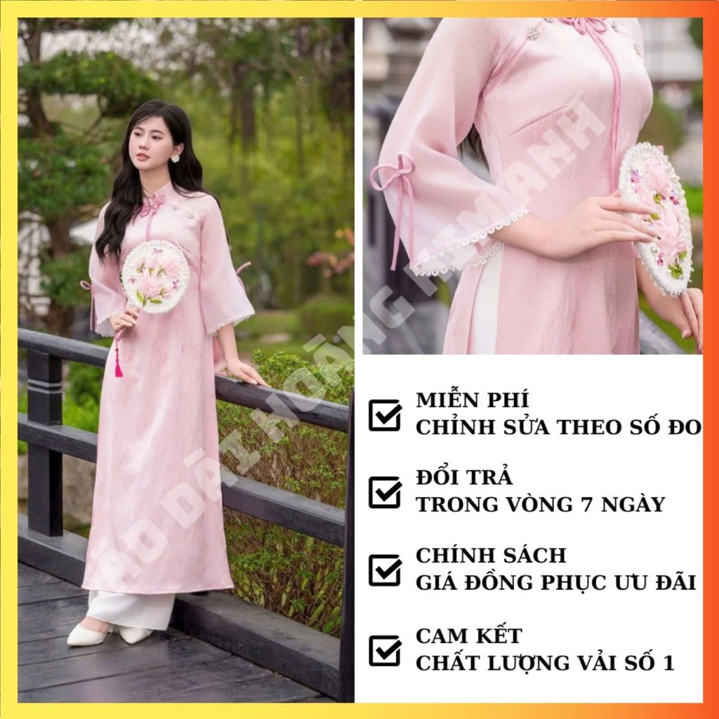 ÁO DÀI CÁCH TÂN HỒNG TIỂU THƯ CÁCH ĐIỆU VẢI LỤA MỀM MỊN ÁO DÀI TRUYỀN THỐNG NỮ áo dài trơn phi bóng, áo dài lụa thêu hoa