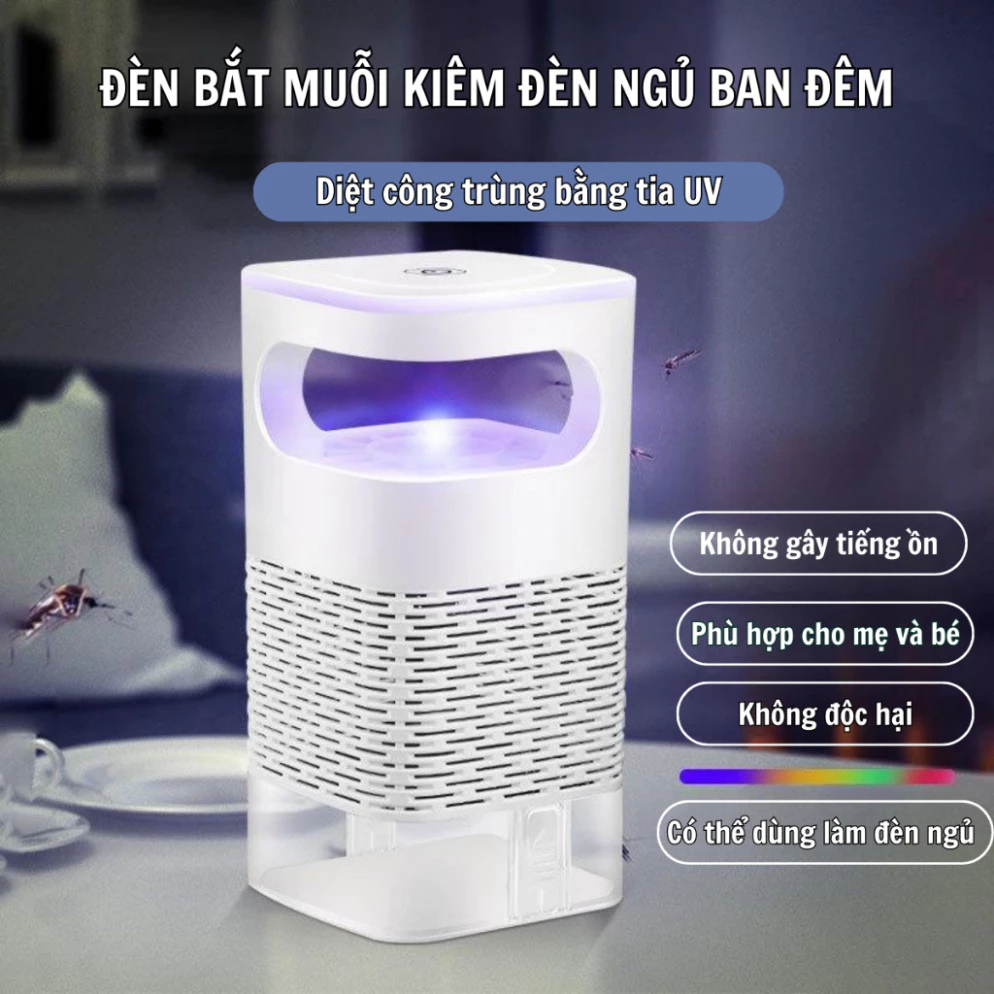Đèn Bắt Muỗi Tia UV Cao Cấp, Máy Bắt Muỗi Diệt Côn Trùng Thông Minh Có Quạt Hút Cổng USB Chính Hãng