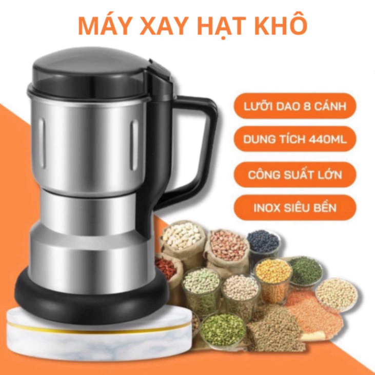 Máy Xay Hạt Khô Đa Năng Công Suất 300W Thiết Kế Bằng Thép Không Gỉ 6 Lưỡi Xay Các Loại Hạt