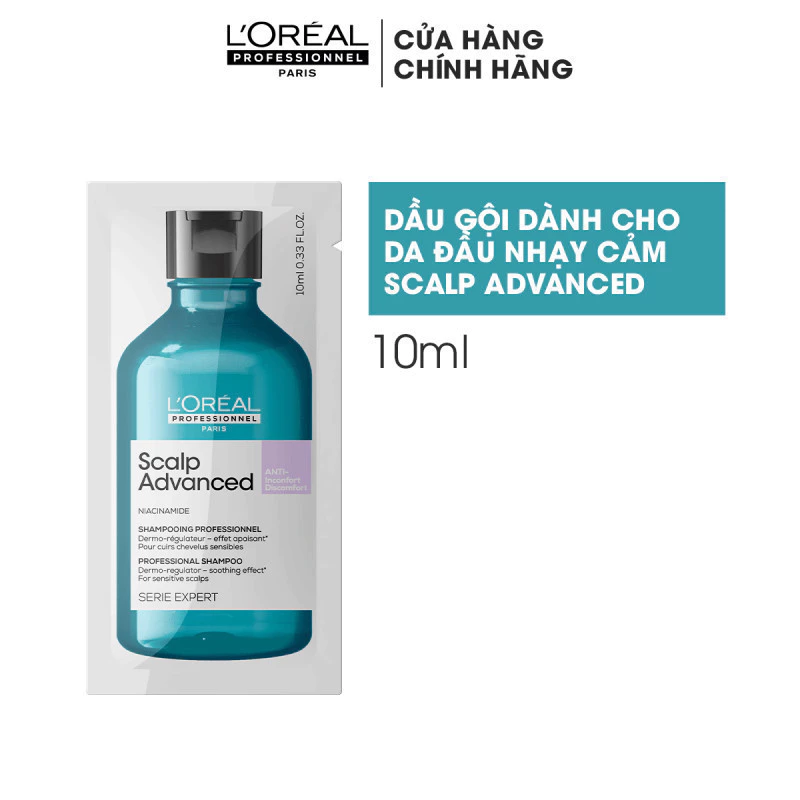 [GIFT ] Dầu gội dưỡng tóc dịu nhẹ giúp cân bằng da đầu chuyên nghiệp L'Oréal Professionnel Scalp Advanced 10ml