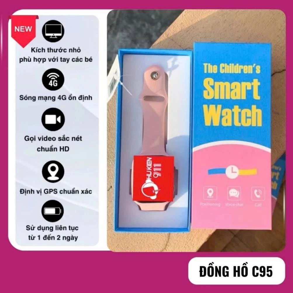 Bản 2025 - CALL VIDEO - Đồng Hồ Thông Minh định vị trẻ em C95 Video call,  Nhắn tin, Nghe gọi.. phù hợp mọi lứa tuổi
