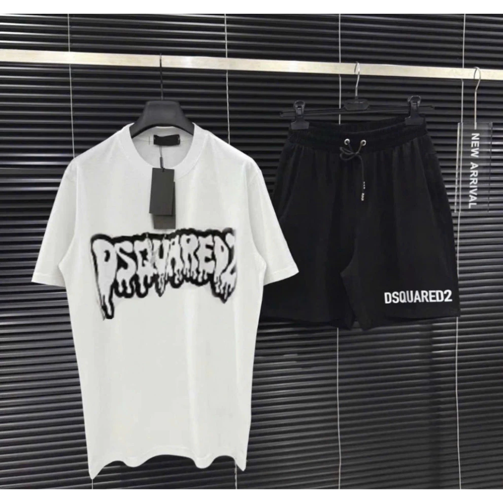 Bộ Quần Áo DSQ Chữ Chảy Hottrend Nam Nữ Mùa Hè 2025 Đầy Đủ Size S-XXL