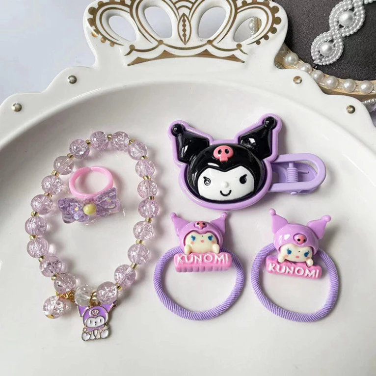 Chun Buộc Tóc Cho Bé,Hộp 5 Chi Tiết Buộc Vải Cỡ Lớ🍒FREESHIP🍒Set 5 dây buộc tóc kuromi cho bé màu sắc xinh xắn đáng yêu