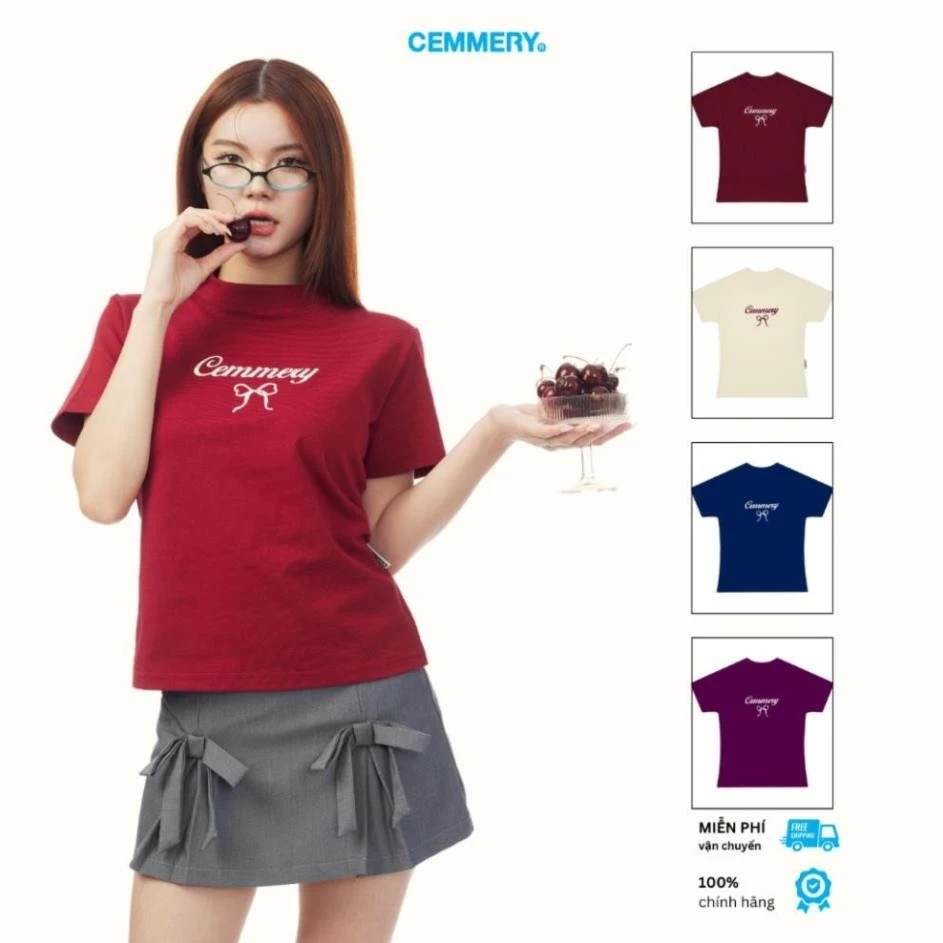 Áo Baby Tee CEMMERY Local Brand Chính Hãng Ribbon Baby Tee cổ cao 2 màu seller.brand