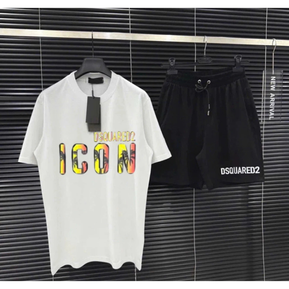 Bộ Quần Áo Dsquared2 Cây Dừa Cam Phối Quần DSQ Đen basic Hottrend Mùa Hè 2025 Mã 59