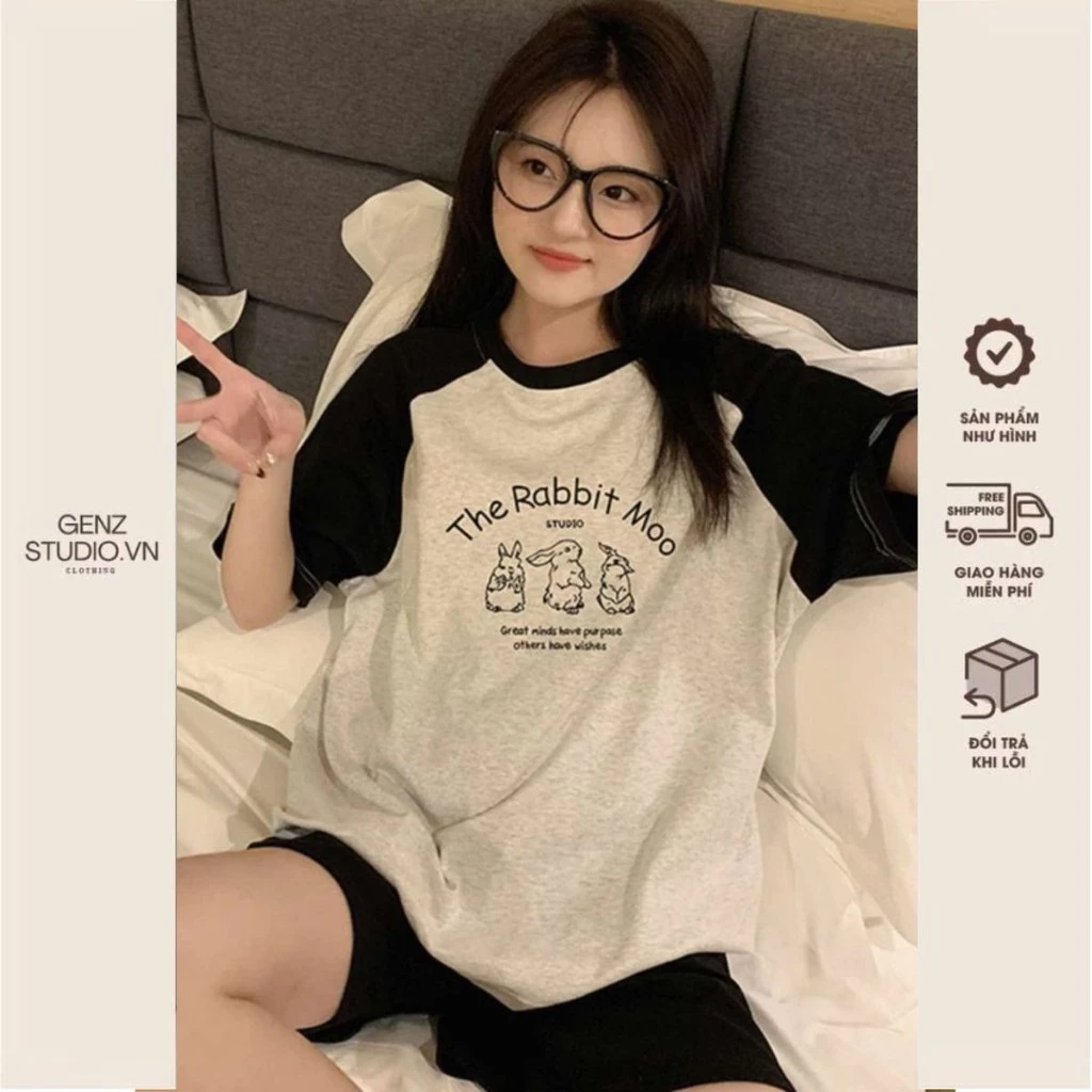Set bộ  raplan in hình  nữ . Set bộ đùi thun cotton cá tính, đồ bộ mặc nhà,đi chơi  sp Genz