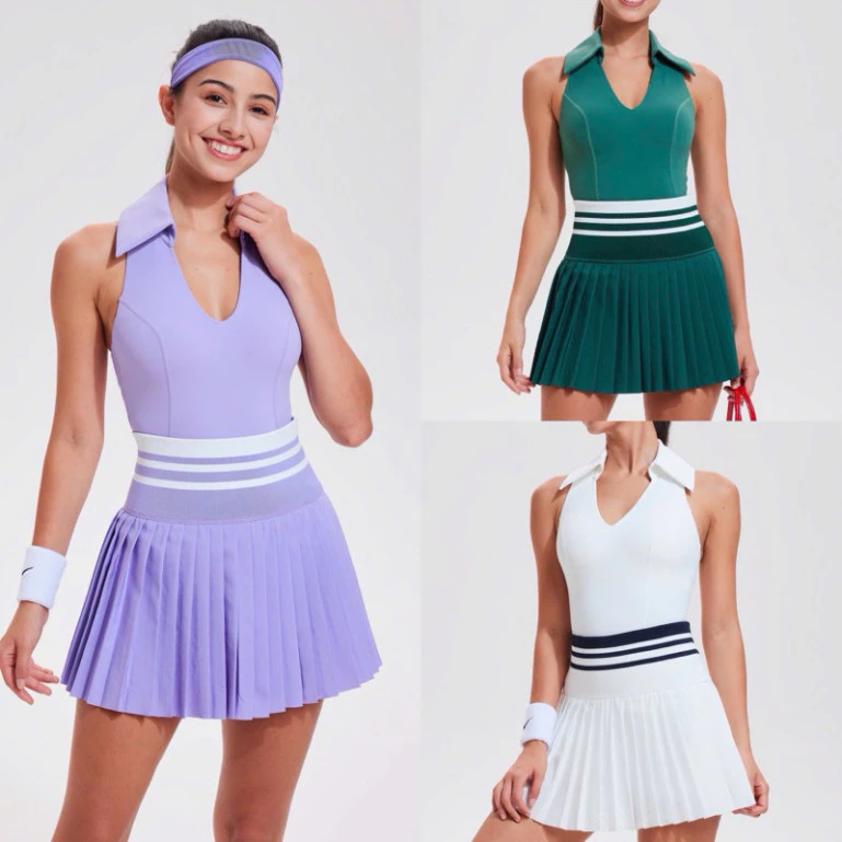 Set Áo Váy Mút Đúc Tập Thể Thao Pickleball, Tennis Nữ Cosleaf Chất Thun Lạnh Hàng Quảng Châu Cao Cấp
