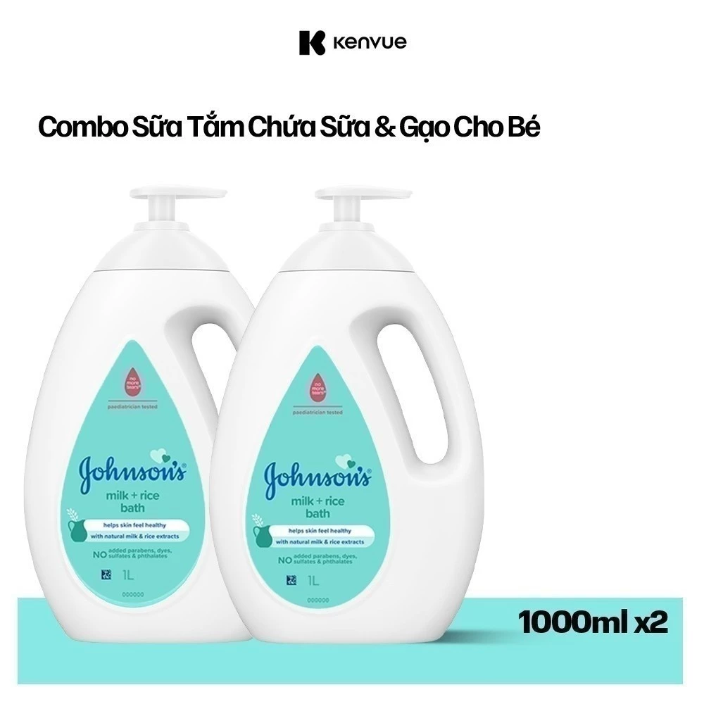 Bộ đôi sữa tắm Johnson's chứa sữa và gạo 1000mlx2