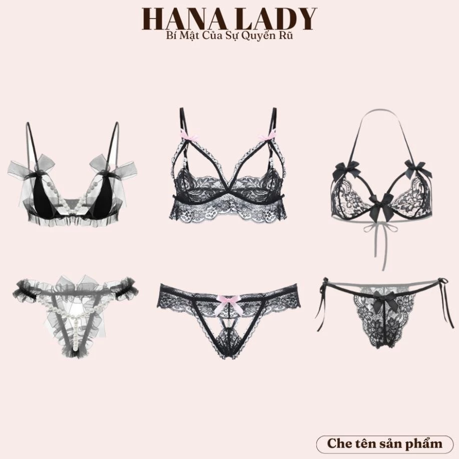 Bộ Lót Ren Nữ Sexy - Đồ Lót Thun, Ren Phối Nơ Xuyên Thấu Quyến Rũ Tổng Hợp