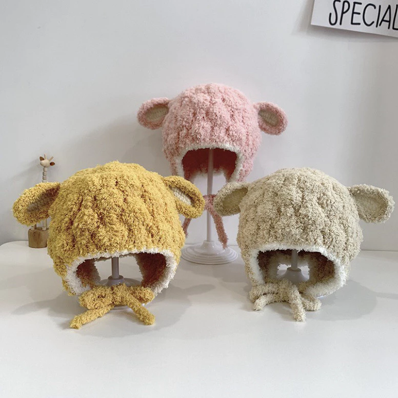 Mũ Len Cừu HOBBY 🍀FREESHIP🍀Mũ,Nón Lông Bịt tai Mềm Mại Thoáng Khí  Cho Bé Trai Bé Gái 6-36 Tháng M55.