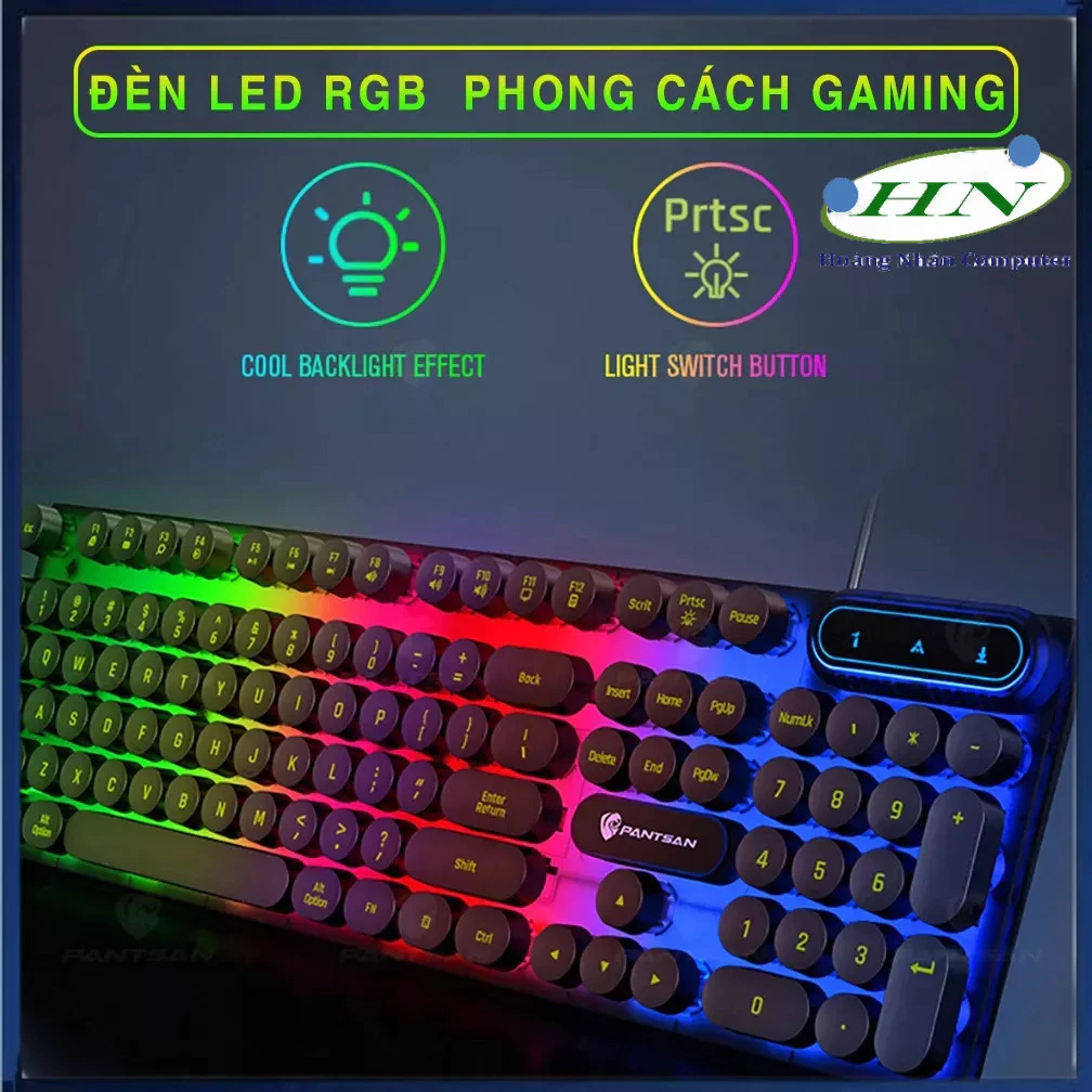 Bàn phím máy tính gaming giả cơ YINDIAO PK100 có dây nút tròn Led RGB chống nước chuyên chơi game và làm việc văn phòng
