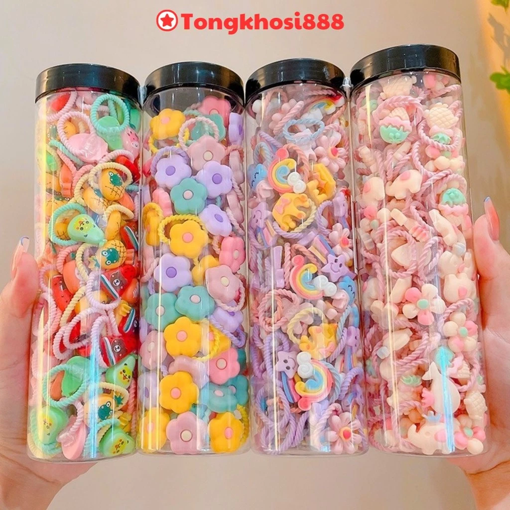 PVN61430 Set 20 Dây Buộc Tóc Cao Su Co Giãn Phong Cách Hàn Quốc Dễ Thương Cho Bé Gái