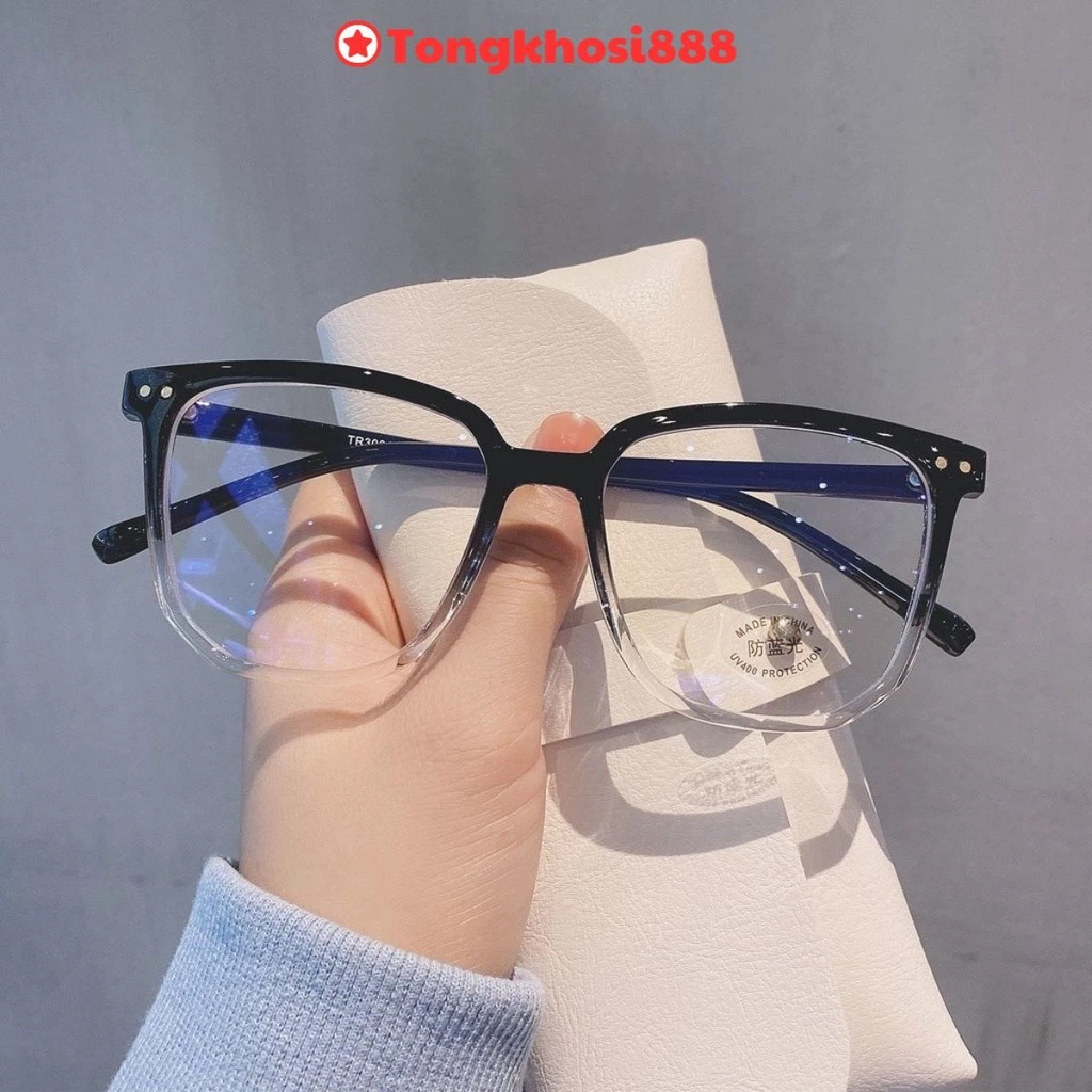 PVN65090 Kính giả cận thời trang nam nữ gọng vuông phong cách Ulzzang mắt kính không độ chống tia UV