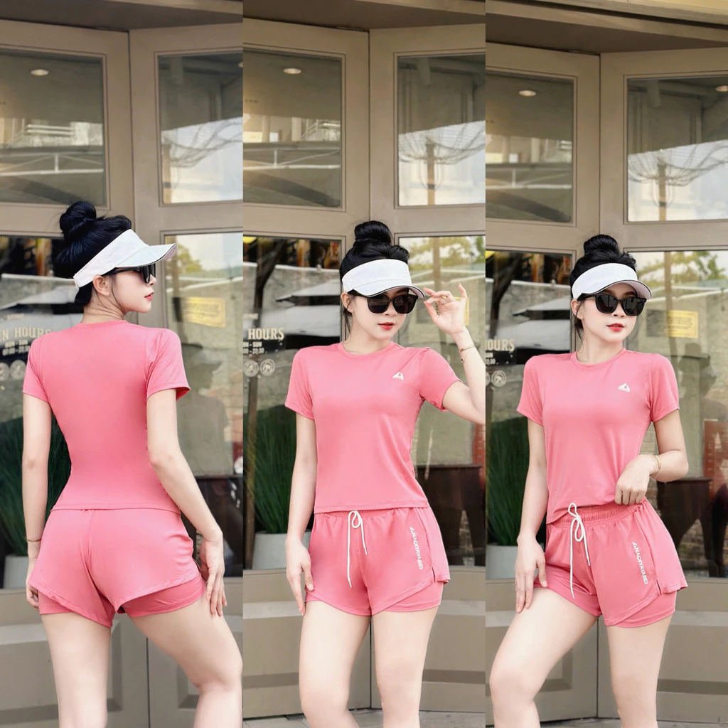 [Có Túi] Bộ thể thao nữ tập gym yoga aerobic nữ áo cộc quần 2 lớp form chuẩn tôn chất liệu co dãn thoải mái