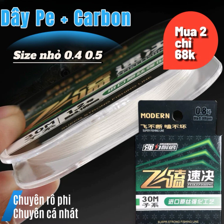 Dây câu cá, Dây thẻo Pe carbon siêu mảnh, siêu mịn chuyên câu rô phi, nhát  DC7 nakij655ljhgda