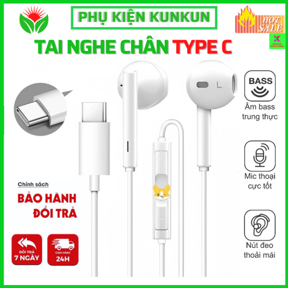 Tai Nghe Có Dây Type C có dây dành cho 16ProMax 16Pro 16Plus 16 15ProMax 15Pro 15Plus 15 có hỗ trợ mic nghe gọi