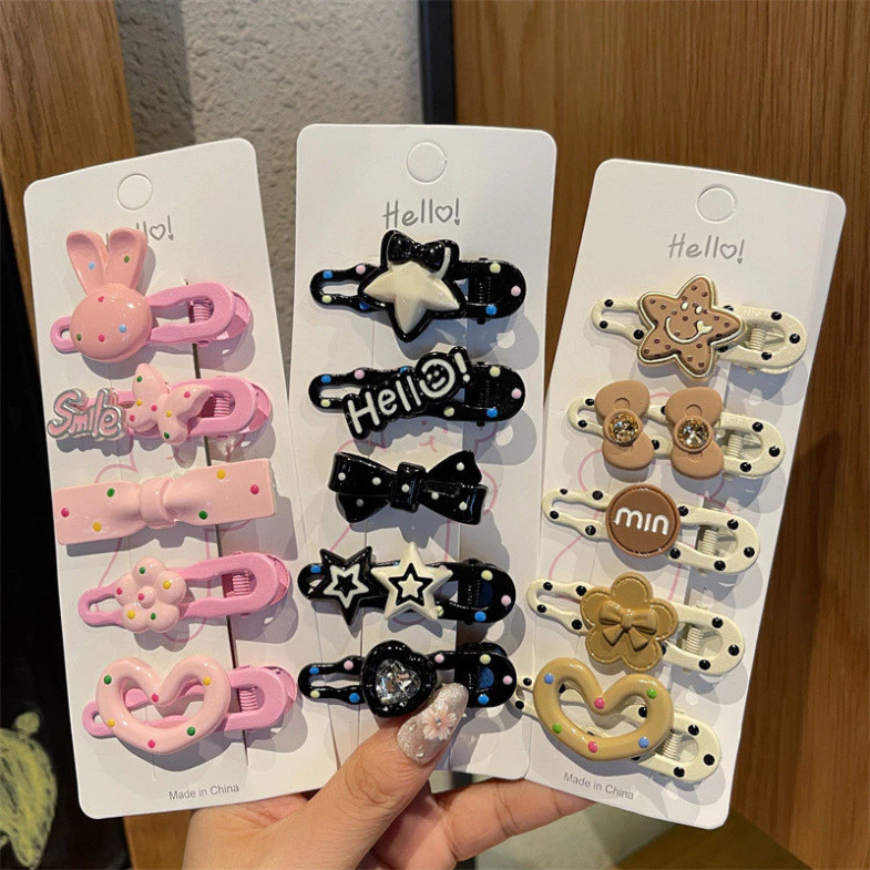 Set 5 Kẹp Tóc Hello Kitty Cho Bé Gái  Siêu Cute🍒FREESHIP🍒Vỉ 5 Ket Tóc Kute Cho Bé Gái