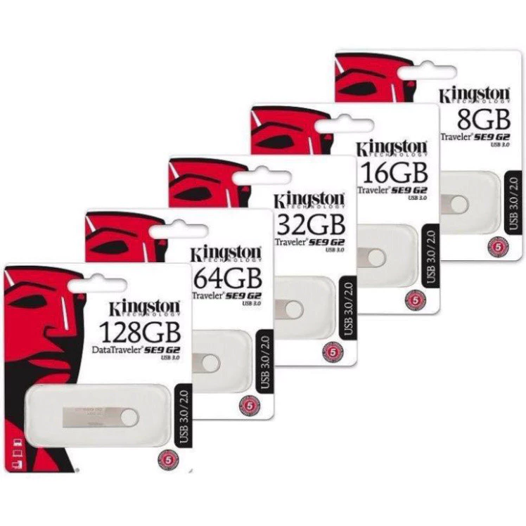 USB Kingston SE9 64Gb/32Gb/16Gb/8Gb- USB 2.0, vỏ nhôm nguyên khối chống nước, Bảo hành 5 NĂM