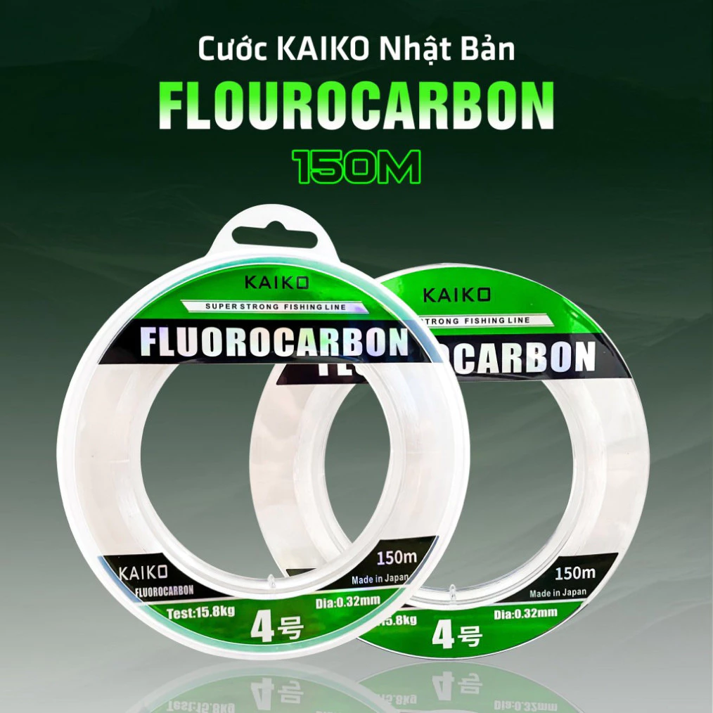 Cước câu cá KAIKO FLUROCACBORN dây câu siêu bền, dây cước làm trục, làm thẻo 150m 556hanz8945