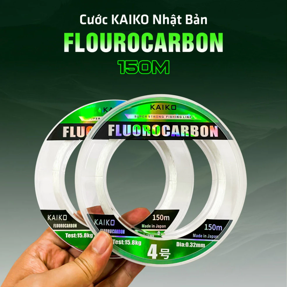 Cước săn hàng làm trục thẻo KAIKO FLUROCARBON 150m tải cá tốt hàng chính hãng cao cấp
